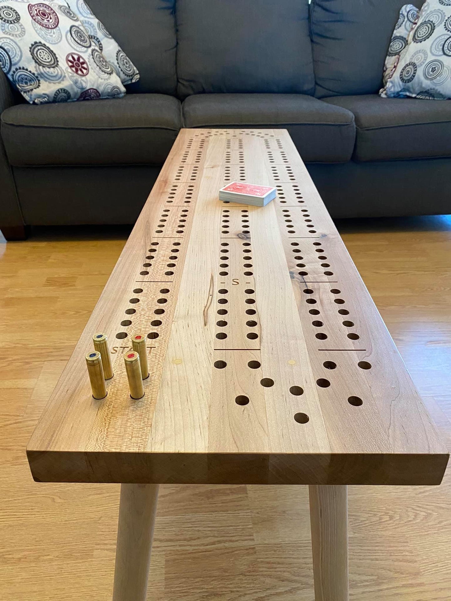 Big Cribbage Board with Rifle Shell Pegs